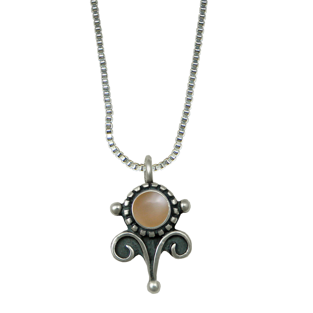 Sterling Silver Little Peach Moonstone Pendant Necklace